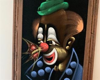 Painted clown on velvet