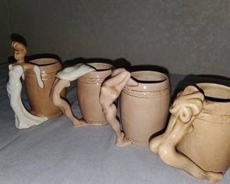 vintage mugs, lady undressing , Dorothy Kindell.