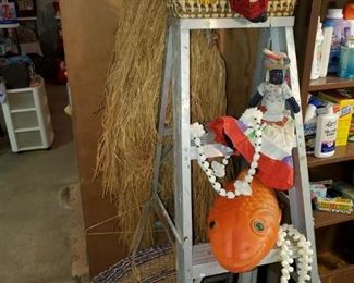 Tiki hut, area.  Vintage grass skirts,  and decor