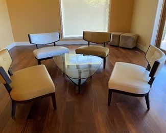 Beautiful leather chairs as new, $120 each. Retail was $500 a chair. Glass top table.
