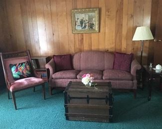 Antique Truck, Couch, Chair, Side Table.