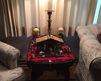 Side Table. Vintage Nativity. Couch & Chair Sold.
