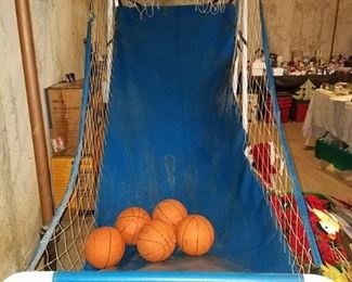 Indoor electronic basketball toss game. 