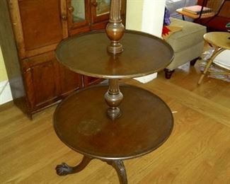 Three tier table with claw feet