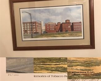 Memories of Tobacco Row by Willians Vance Nichols framed artwork, RJ Reynolds nostalgia