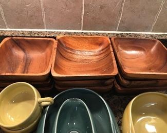 Wood salad bowls