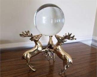 Lot 44
Brass Deer Holding Glass Ball
