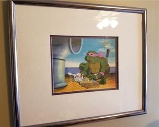 Lot 104
Original Teenage Mutant Ninja Turtles Donatello Animation Cell with COA Framed.