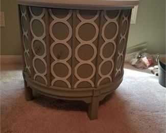 Lot 122
Round Painted Accent Table w/ Doors + Storage