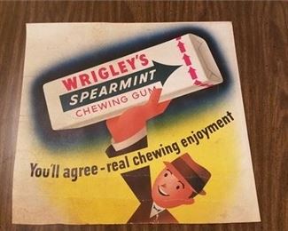 Lot 136
Antique Wrigley's Spearmint Gum Cardboard Advertising Sign