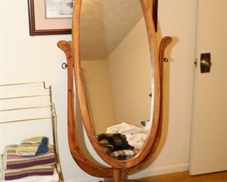 Oak full length standing mirror