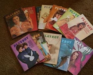 Playboys sold by the year.  1963 to 1981 full sets kept in magazine box by the year.  Not available to view at the sale.  Please ask for assistance at the sale if interested.