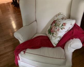 $ 225~ WHITE WING BACK CHAIR  ( TWO AVAILABLE)