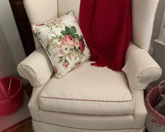$ 225~ WHITE WING BACK CHAIR  ( TWO AVAILABLE)