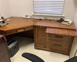 $195- Unusual Oak two Piece office desk