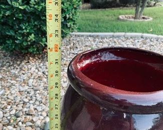 $32 ~ large burgundy resin pot