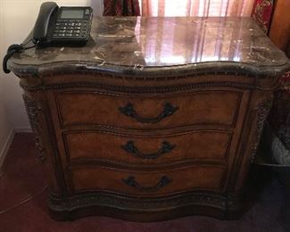 Marble top high bed side tables / night stands