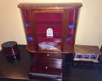 Small wood items & display case