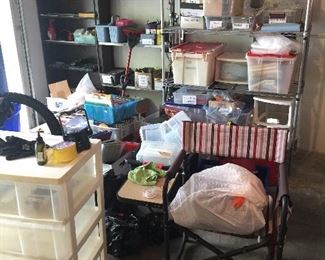 Lawn Chair w/stripes & attached table not for sale!