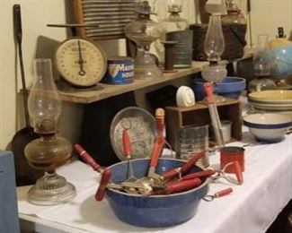 Antique Washboard & Crock Bowls