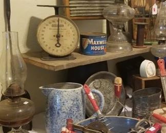 Vintage Universal Scale & Utensils with Red Handles