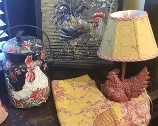 Handpainted Metal Can with Lid-Rooster Painting by Indiana Artist