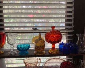 L.E. Smith Glass Turkey & L.E. Smith Moon & Star Candydish