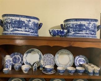 Vintage Blue & White Planters