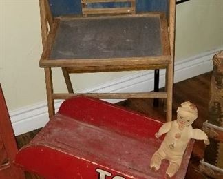 Vintage Chalkboard & Toby Wagon