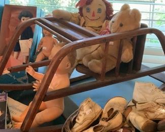 Vintage Children’s Rocker & Baby Shoes