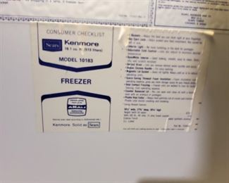 Very Clean Kenmore Freezer