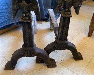 Andirons with eagle finials