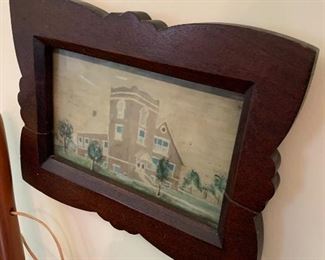 Folk art painting of a church