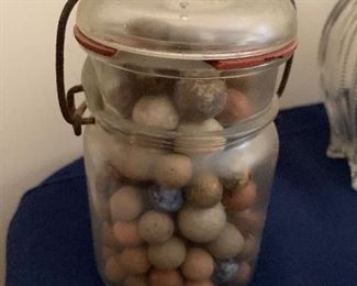 Jar of ceramic marbles