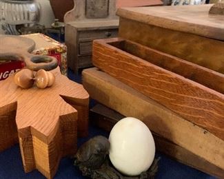 Assorted wooden items, antique to modern