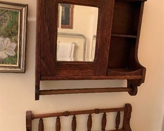 Wood medicine cabinet and towel rack