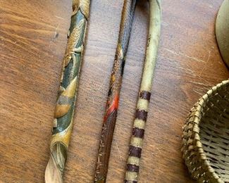 Carved walking sticks