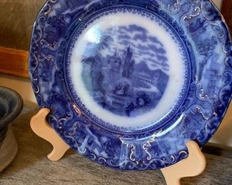 Flow blue dinner plate