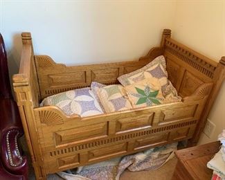 Victorian oak child's bed