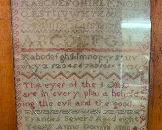 British Sampler -early, 1800, Frances Severs age 8