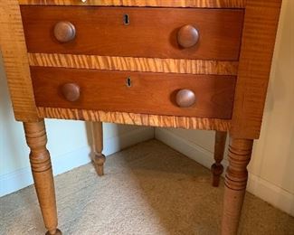 2 drawer tiger maple