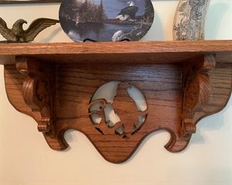 Carved oak eagle shelf