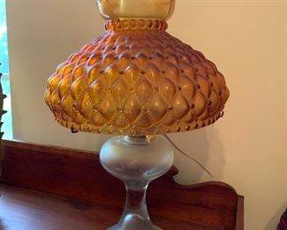 Electrified lamp with amber shade