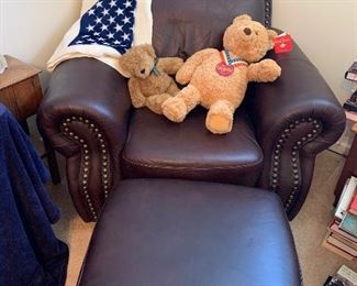 Over sized leather chair and ottoman 