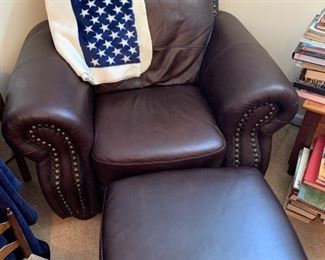 Leather chair and ottoman -matching sofa also in sale