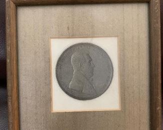 Print of medallion of Andrew Jackson -purchased from estate of Ben Caldwell
