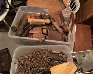 Wood parts, nails and screws