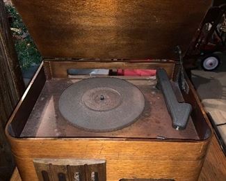 Old wood record player