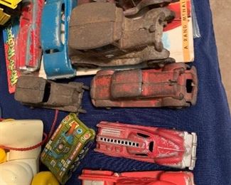 Tin toys, cast iron toys
