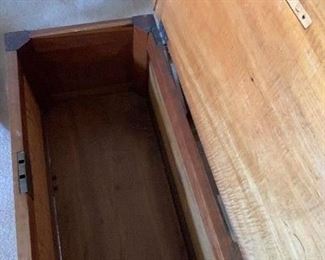 Interior of chestnut? blanket chest